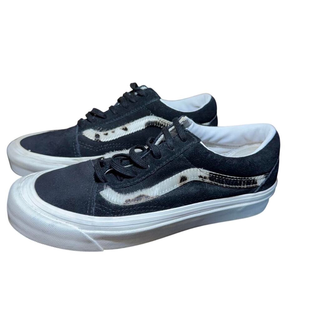 Vans Old Skool 36 DX Anaheim Factory Black Cow Print Rare Men’s 6 Skate Shoes